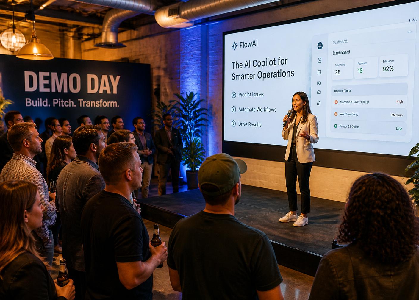 Founder pitching on demo day